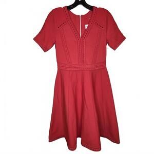 Milly New York Red short sleeve knee length dress stretch fabric size M cocktail